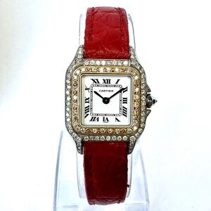 CARTIER PANTHERE 23mm Quartz 2 Tone 0.88TCW DIAMOND Watch White Dial
